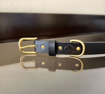 Dog Collar — Black with Brass hardware