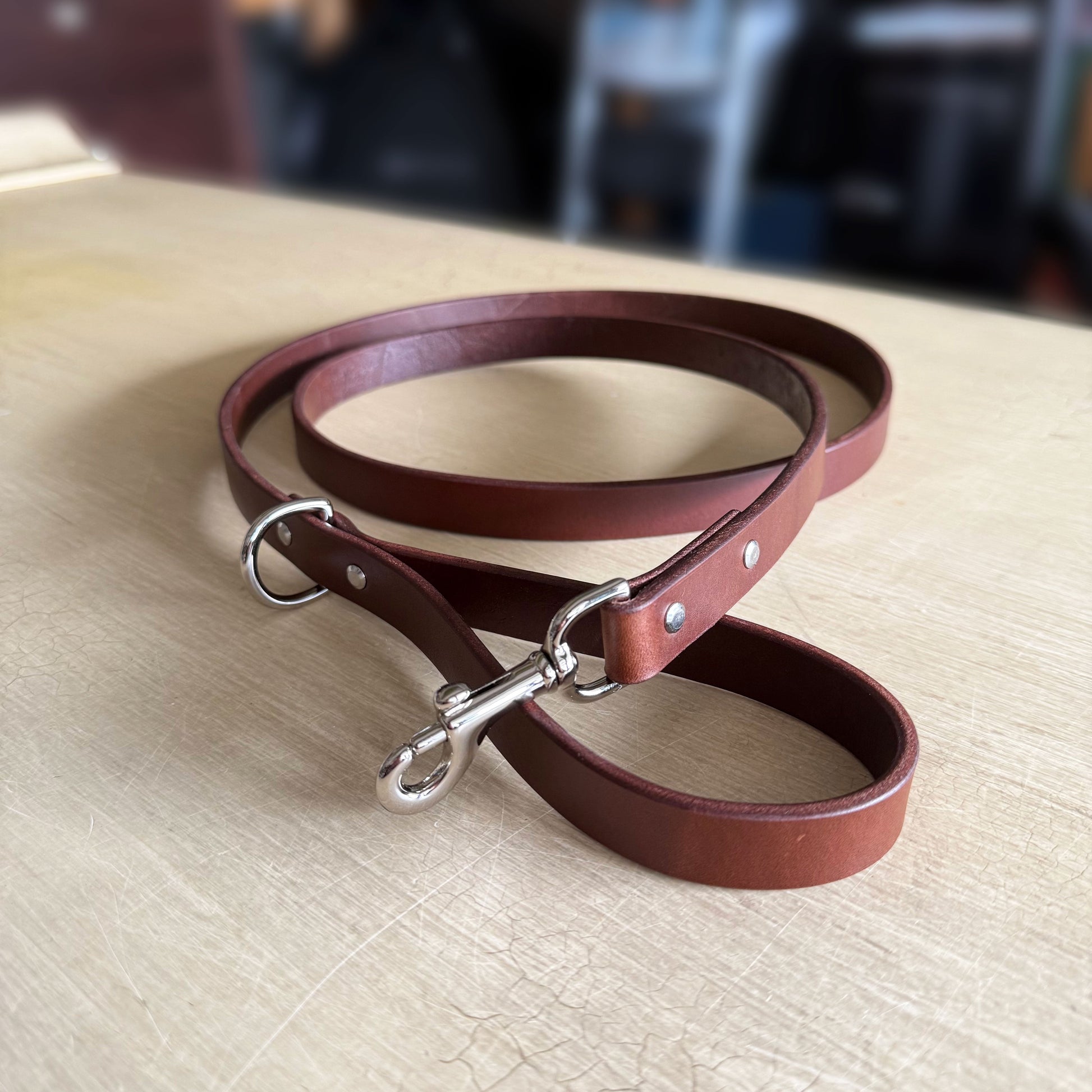 Dog Leash — Hickory with Silver hardware