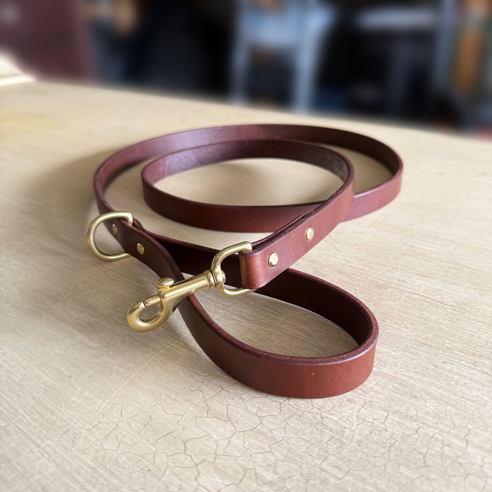Dog Leash — Hickory with Brass hardware